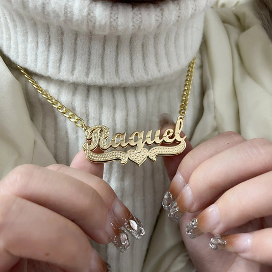 Double Plated Name Necklace - Custom Name Necklace -Name Plate