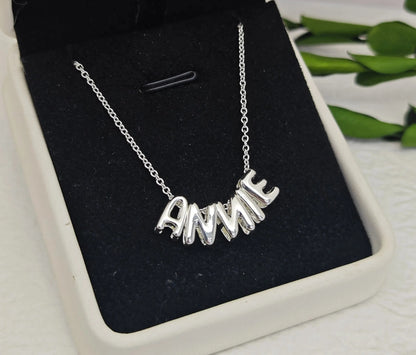 Personalized 3D Letter Necklace, Custom Bubble 3D Initial Charm, 3D Letter Necklace, Bubble Name Necklace