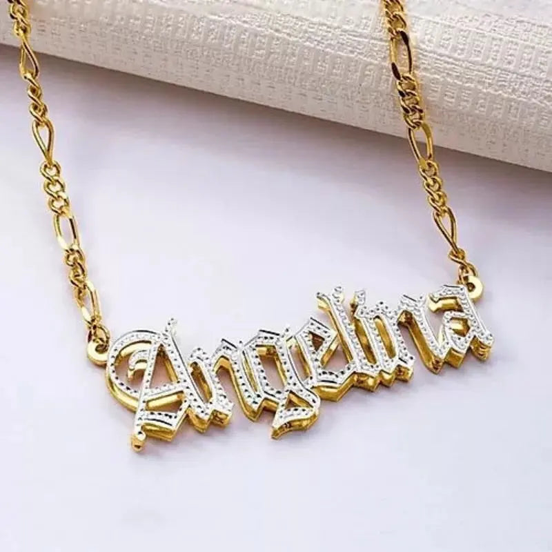 Double Layer Under Heart Name Necklace 