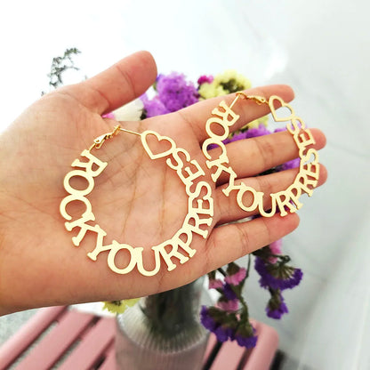 Custom Hoop Name with heart Earrings