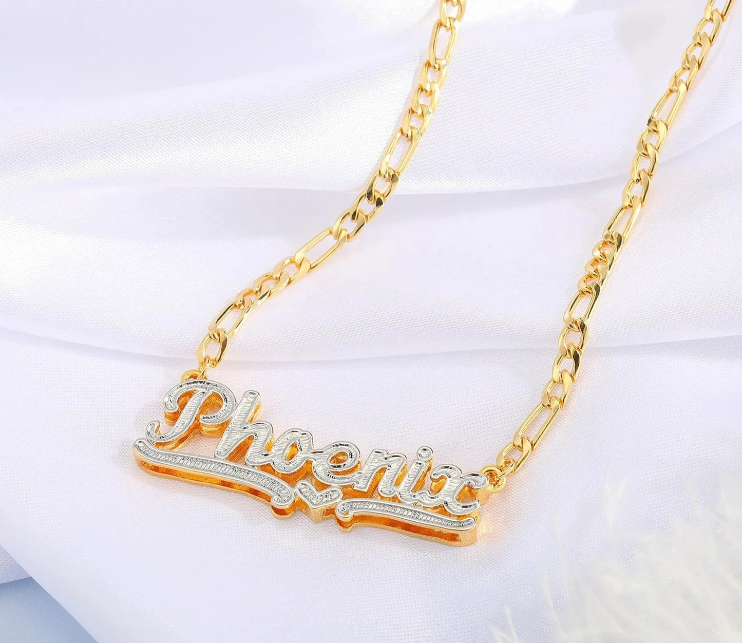 Double Layer Under Heart Name Necklace 