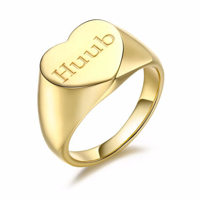 Personalized Heart Signet Ring Heart Ring Engraved Ring 