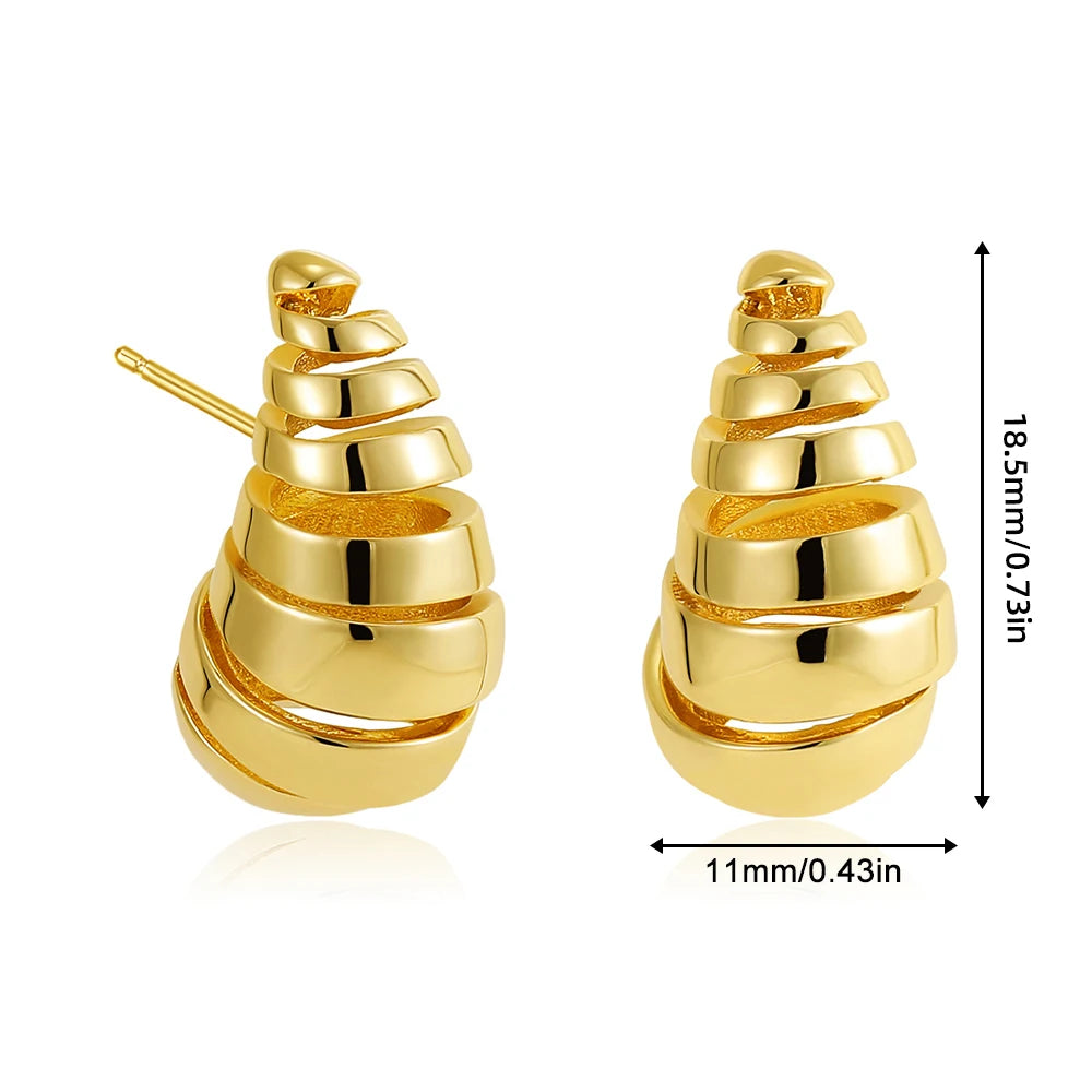 Large Chunky Gold-Plated Earrings, 18K Gold Plated Drop Earrings, Dome Earrings Silver, Elegant Gold Dome Jewelry, Small Drop Gold Earring