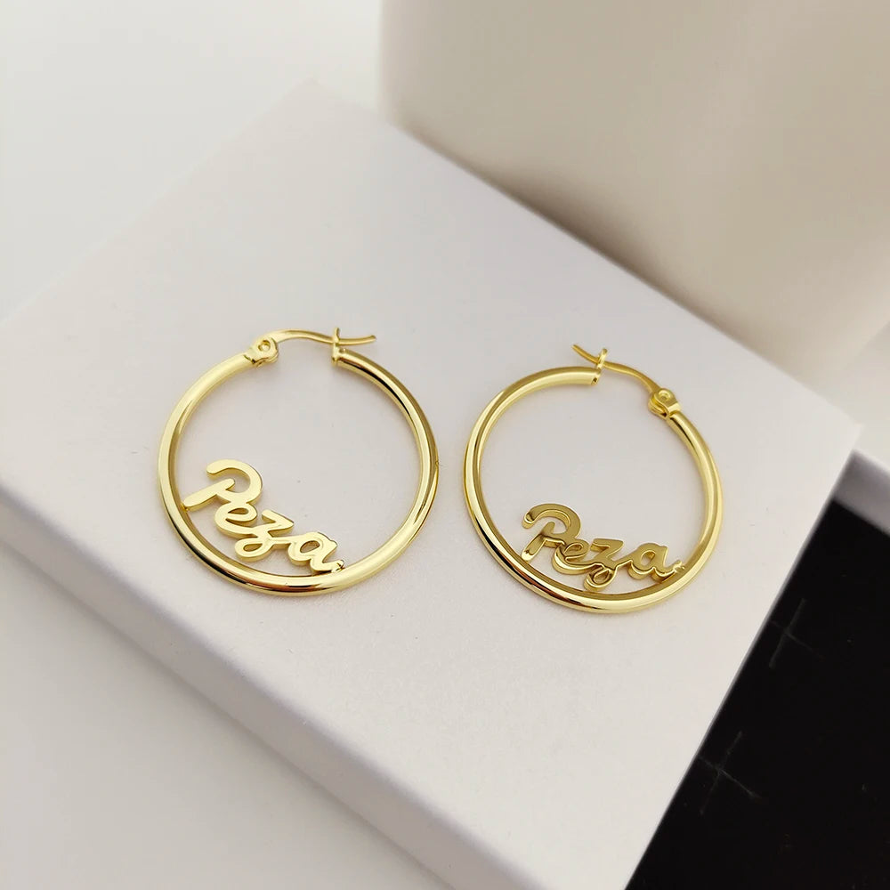 Custom Name Hoop Earrings