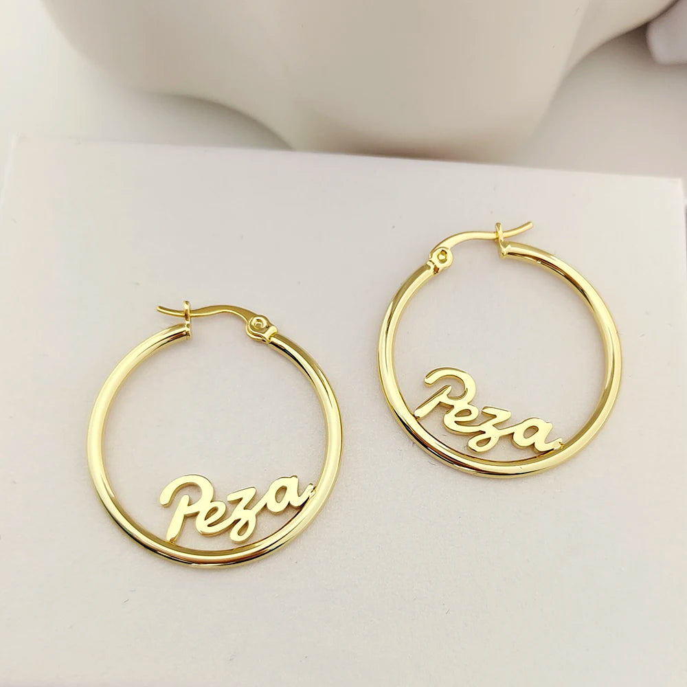 Custom Name Hoop Earrings