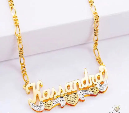 Double Layer Under Heart Name Necklace 