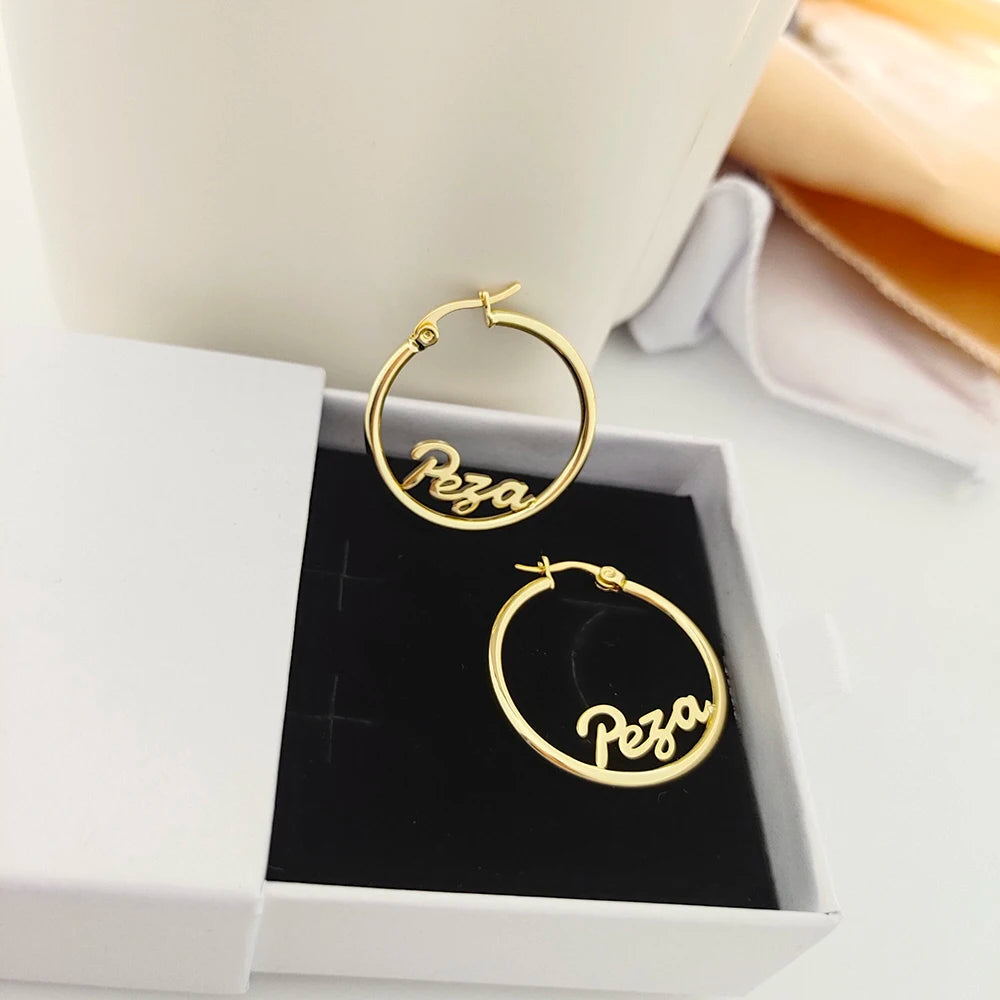 Custom Name Hoop Earrings