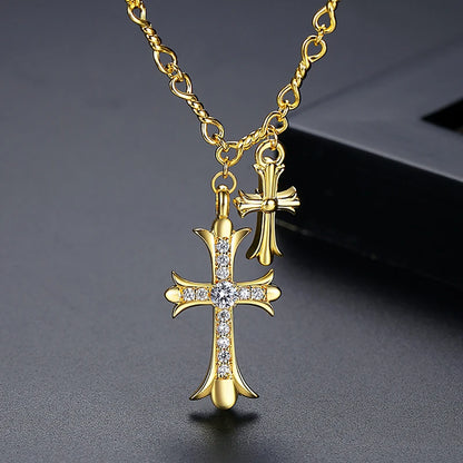 Charm Gold Color Cross Necklace