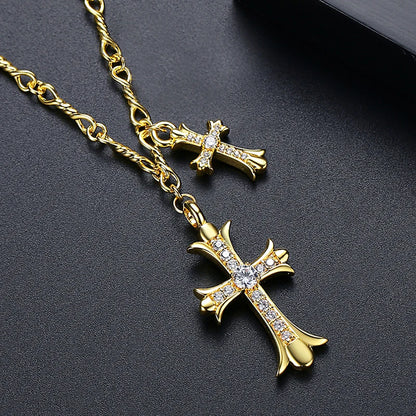 Charm Gold Color Cross Necklace