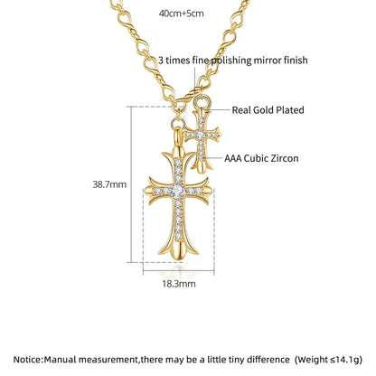 Charm Gold Color Cross Necklace