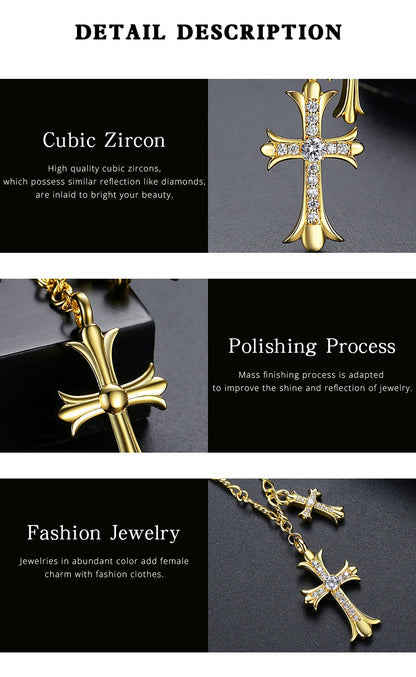 Charm Gold Color Cross Necklace