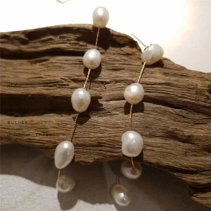 Real Long Pearl Earrings, Freshwater Pearl Earrings, Pearl Drop Earrings, Bridal Earrings