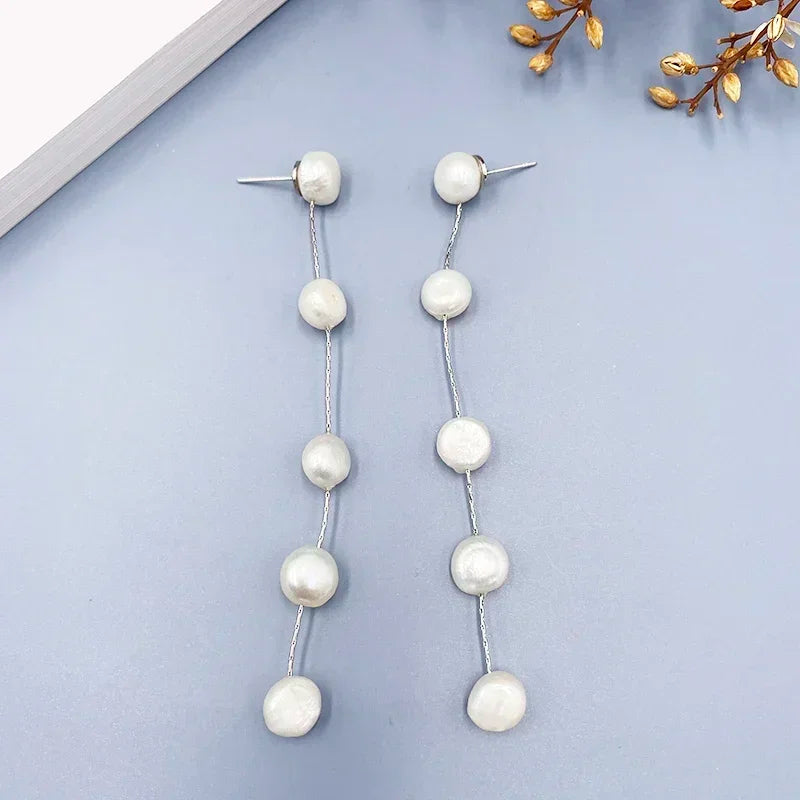 Real Long Pearl Earrings, Freshwater Pearl Earrings, Pearl Drop Earrings, Bridal Earrings