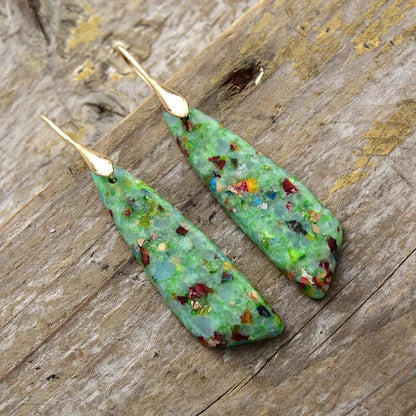 Natural Stone Earrings, Sea Sediment Jasper Drop Earrings, Crystal Healing Jewelry, Inner Peace Meditation Grounding Earrings Gift