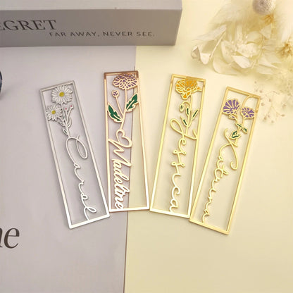 Colorful Custom Birthday Flower Bookmark,Personalized Name Bookmark - KN Gifts