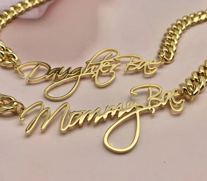 Cuban Chain Name Necklace 8mmThick Chain - KN Gifts