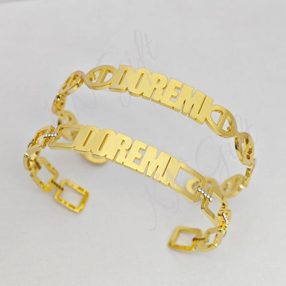 Cuff Bangle Gold Name Bangle, Personalized Bangle - KN Gifts