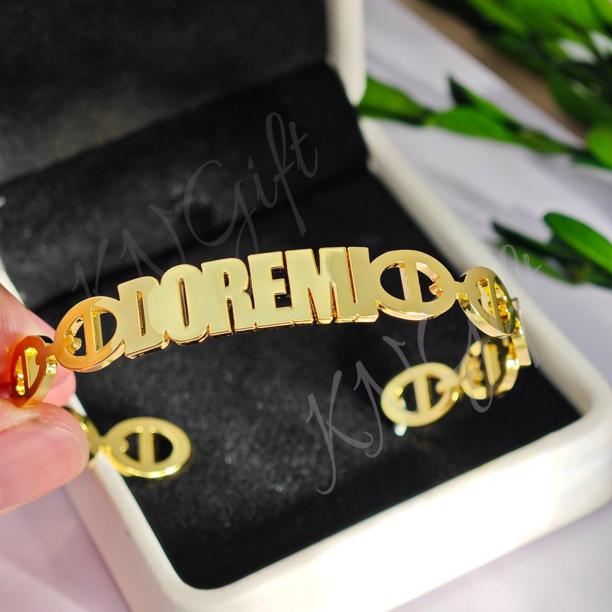 Cuff Bangle Gold Name Bangle, Personalized Bangle - KN Gifts