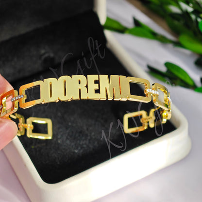 Cuff Bangle Gold Name Bangle, Personalized Bangle - KN Gifts