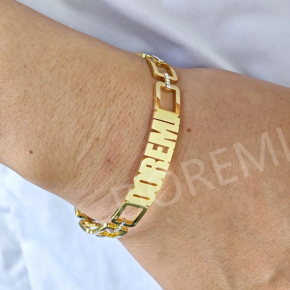 Cuff Bangle Gold Name Bangle, Personalized Bangle - KN Gifts