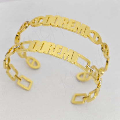 Cuff Bangle Gold Name Bangle, Personalized Bangle - KN Gifts