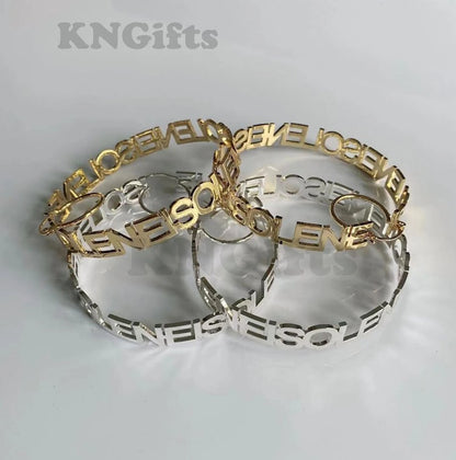 Custom Hoop Name Earrings J - Lo Inspired Name Big Hoop - KN Gifts