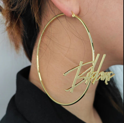 Custom Hoop Name front Earrings gold jewelry shining so bright - KN Gifts