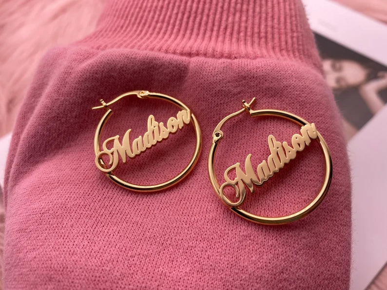 Custom Name Hoop Earrings