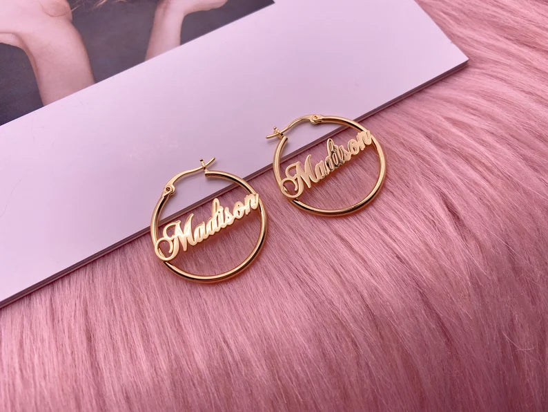 Custom Name Hoop Earrings